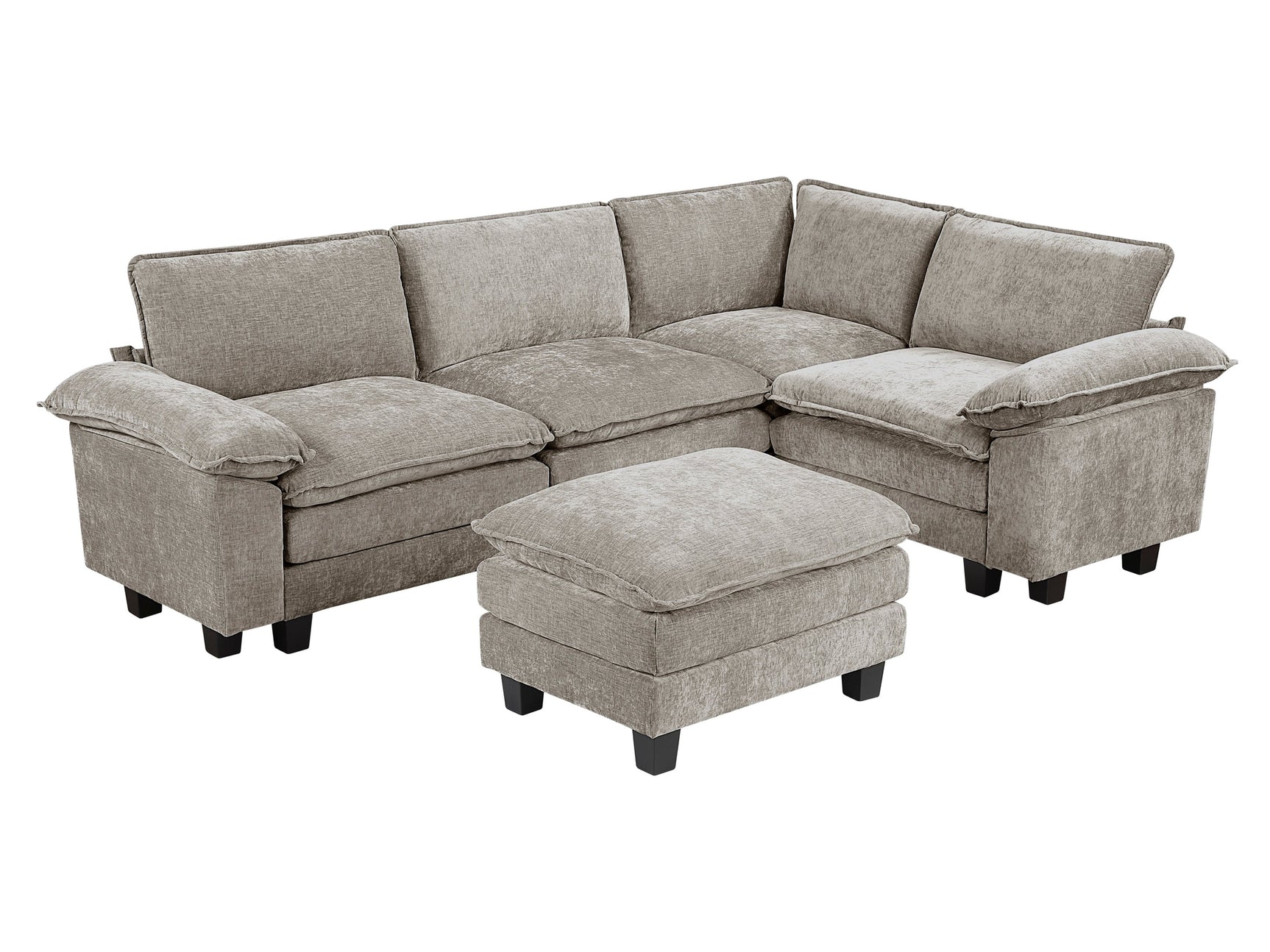 Dublin Dark Pewter 5-Piece Modular Sectional with Ottoman - Ornate Home