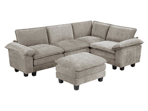 Dublin Dark Pewter 5-Piece Modular Sectional with Ottoman - Ornate Home