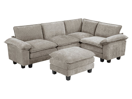Dublin Dark Pewter 5-Piece Modular Sectional with Ottoman - Ornate Home