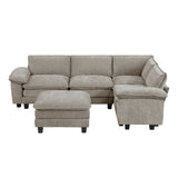Dublin Dark Pewter 5-Piece Modular Sectional with Ottoman - Ornate Home