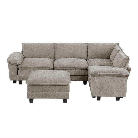 Dublin Dark Pewter 5-Piece Modular Sectional with Ottoman - Ornate Home