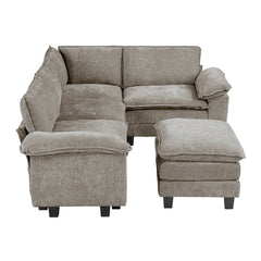 Dublin Dark Pewter 5-Piece Modular Sectional with Ottoman - Ornate Home