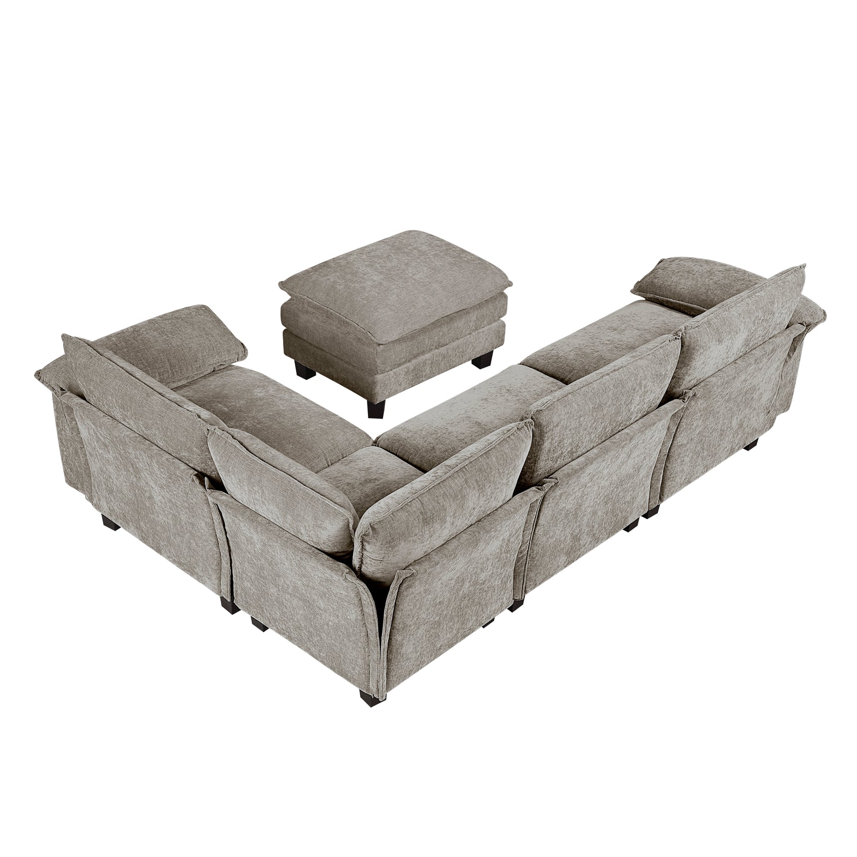 Dublin Dark Pewter 5-Piece Modular Sectional with Ottoman - Ornate Home