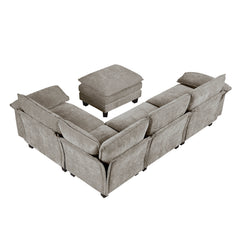 Dublin Dark Pewter 5-Piece Modular Sectional with Ottoman - Ornate Home