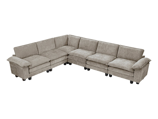 Dublin Dark Pewter 6-Piece Modular Sectional - Ornate Home