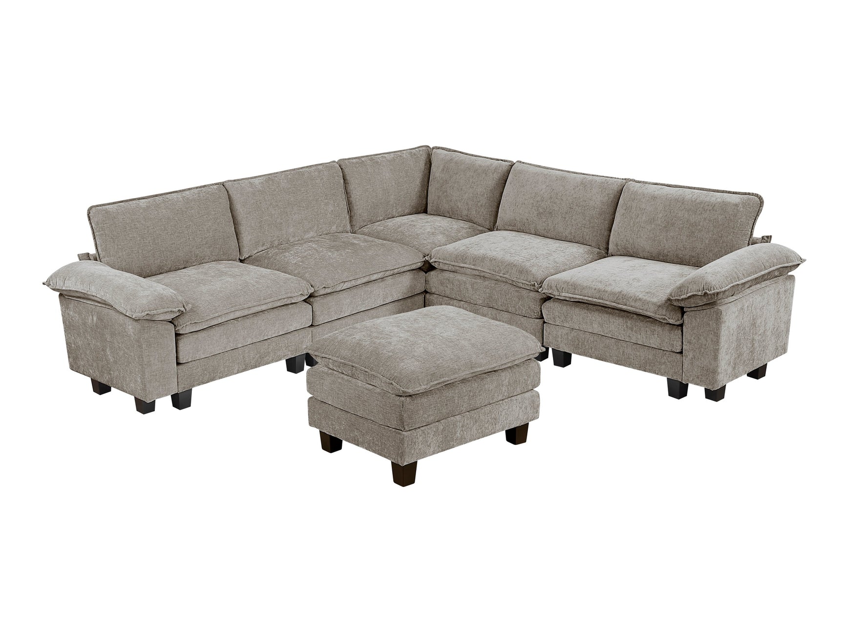Dublin Dark Pewter 6-Piece Modular Sectional with Ottoman - Ornate Home