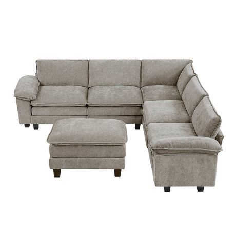Dublin Dark Pewter 6-Piece Modular Sectional with Ottoman - Ornate Home