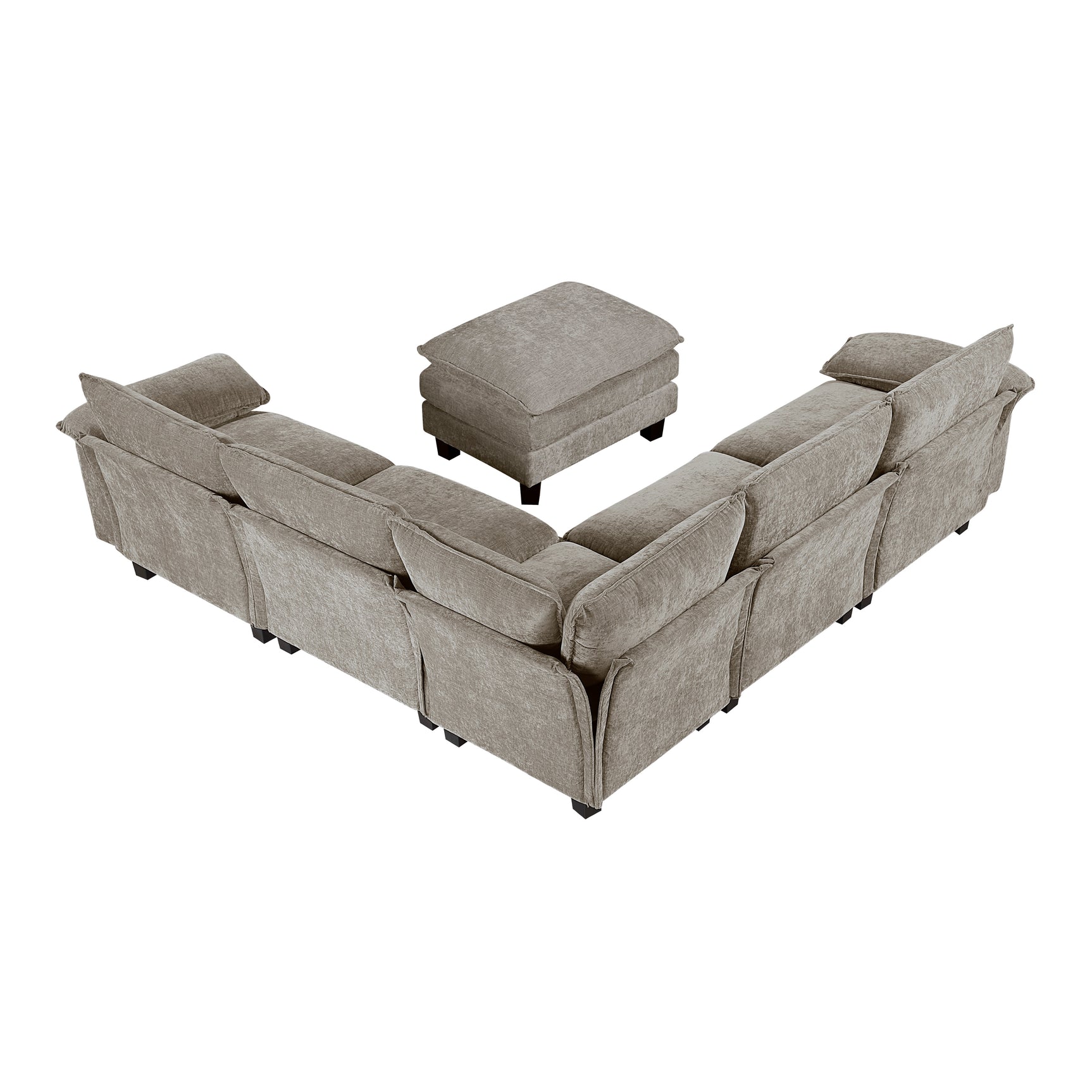 Dublin Dark Pewter 6-Piece Modular Sectional with Ottoman - Ornate Home