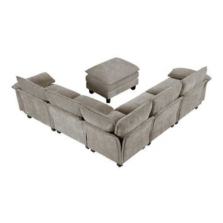 Dublin Dark Pewter 6-Piece Modular Sectional with Ottoman - Ornate Home