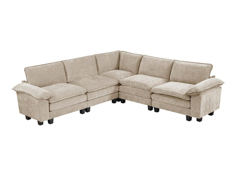 Dublin Taupe 5-Piece Modular Sectional - Ornate Home