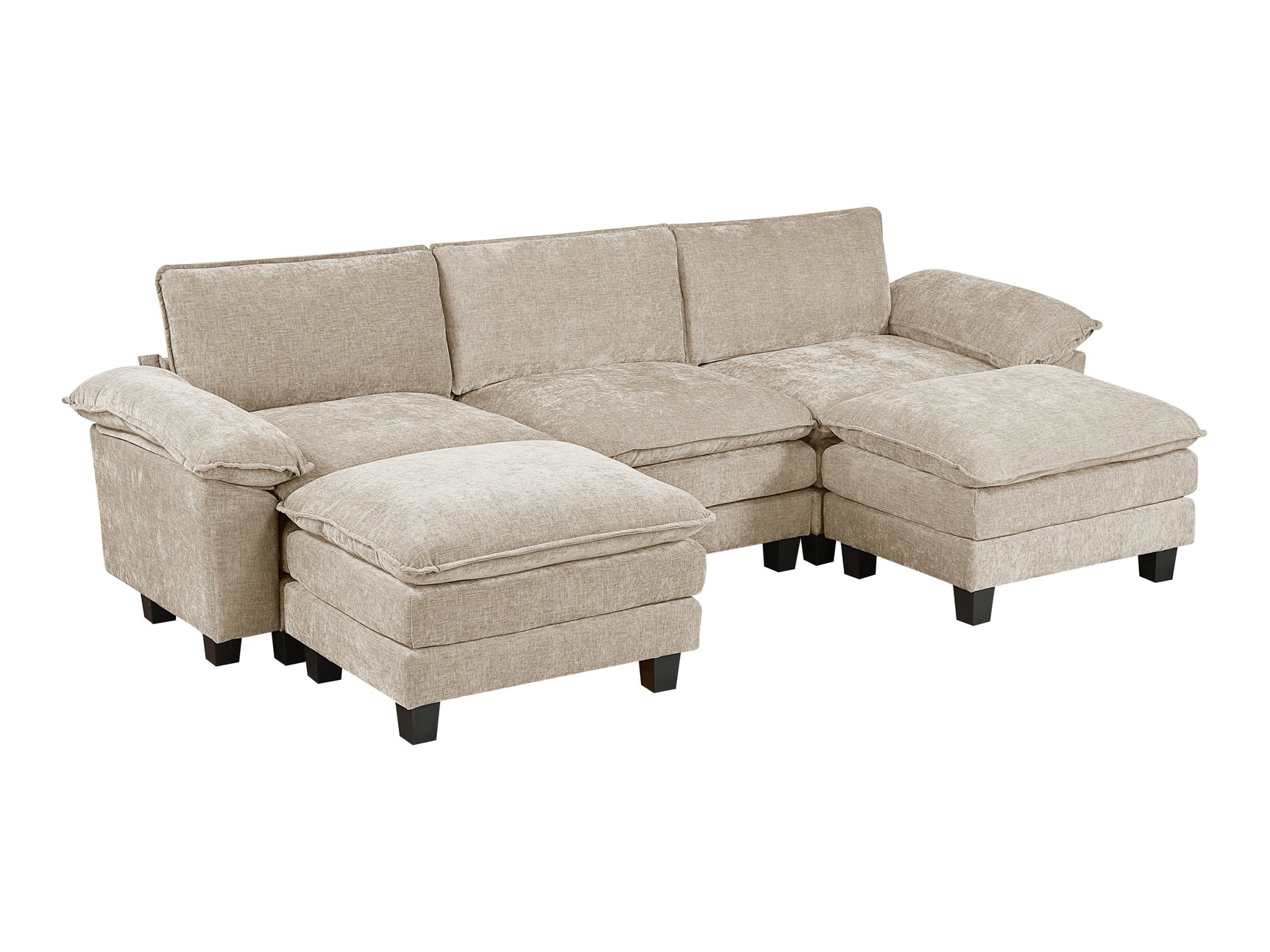 Dublin Taupe 5-Piece Modular Sectional with Ottoman - Ornate Home