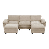 Dublin Taupe 5-Piece Modular Sectional with Ottoman - Ornate Home