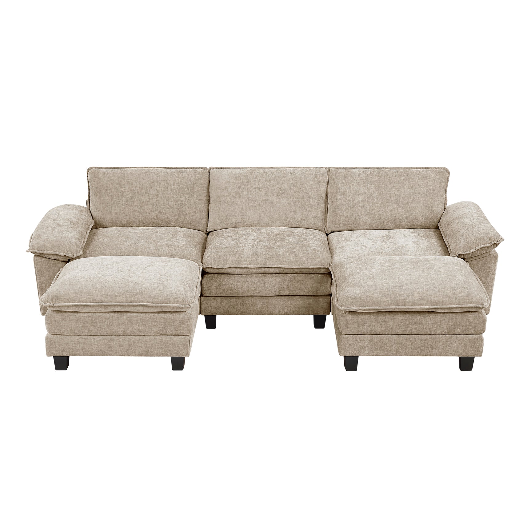 Dublin Taupe 5-Piece Modular Sectional with Ottoman - Ornate Home