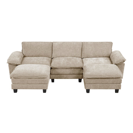 Dublin Taupe 5-Piece Modular Sectional with Ottoman - Ornate Home