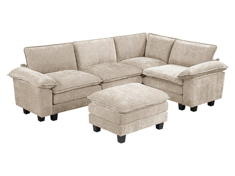 Dublin Taupe 5-Piece Modular Sectional with Ottoman - Ornate Home