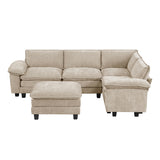 Dublin Taupe 5-Piece Modular Sectional with Ottoman - Ornate Home