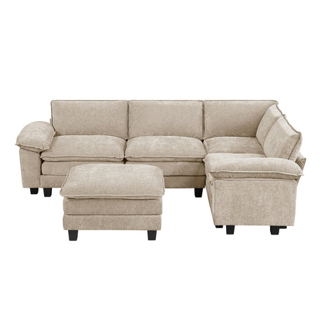 Dublin Taupe 5-Piece Modular Sectional with Ottoman - Ornate Home