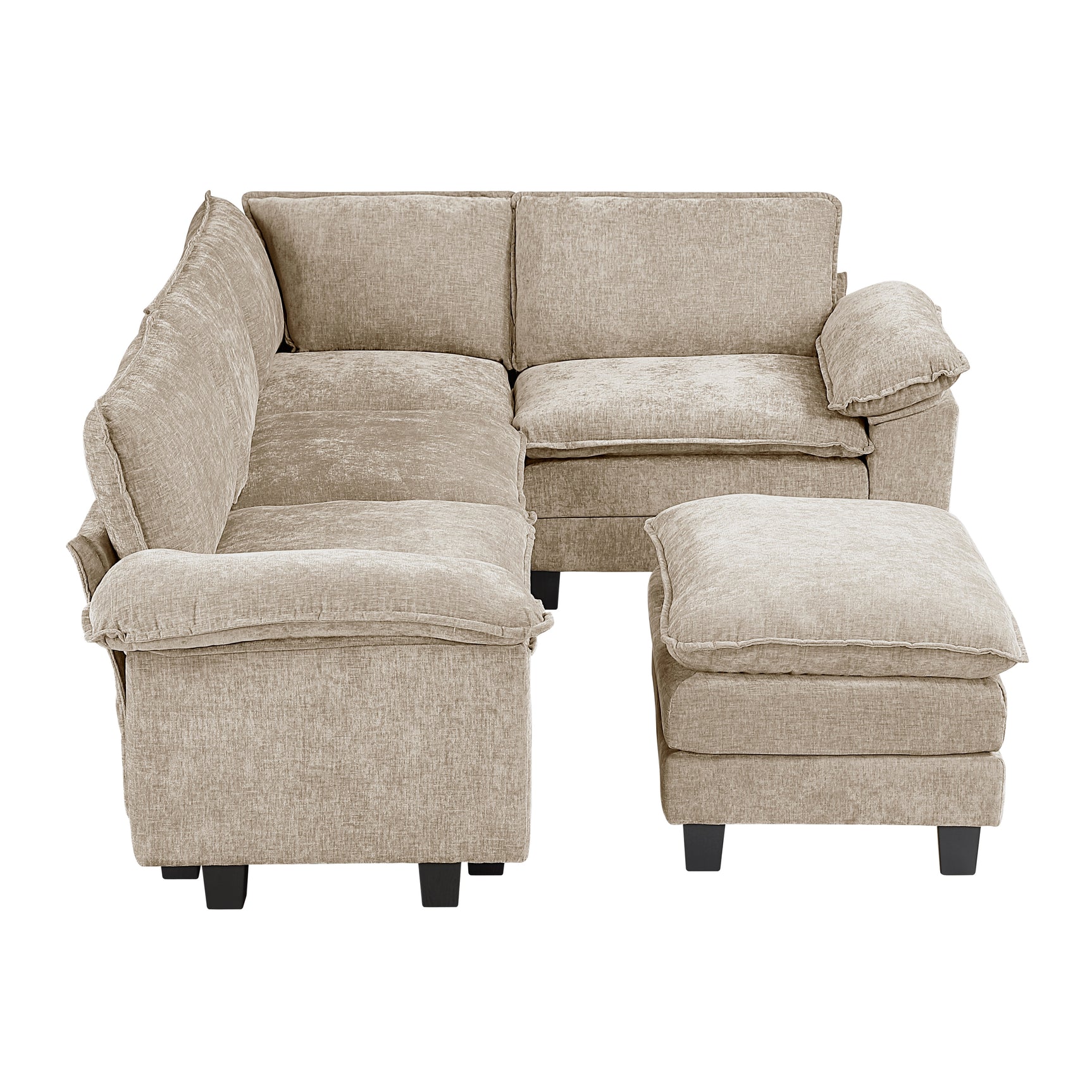 Dublin Taupe 5-Piece Modular Sectional with Ottoman - Ornate Home