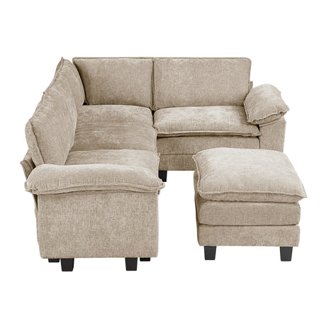 Dublin Taupe 5-Piece Modular Sectional with Ottoman - Ornate Home