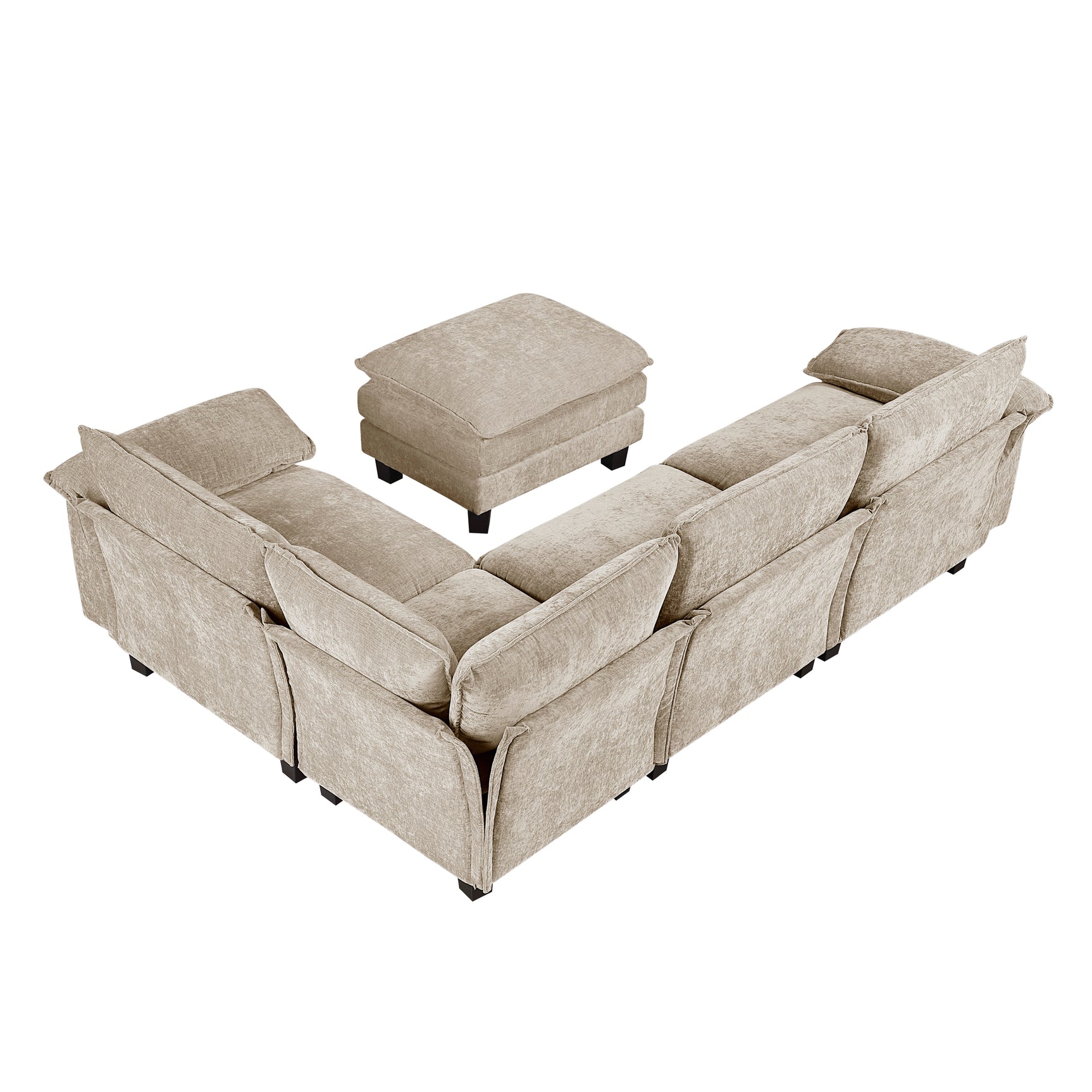 Dublin Taupe 5-Piece Modular Sectional with Ottoman - Ornate Home