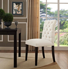Duchess Beige Button Tufted Fabric Dining Chair - Ornate Home