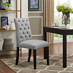 Duchess Light Gray Button Tufted Fabric Dining Chair - Ornate Home