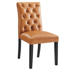 Duchess Tan Button Tufted Vegan Leather Dining Chair - Ornate Home