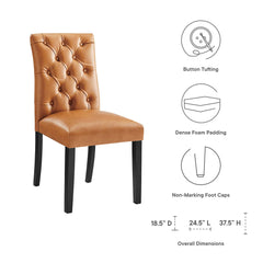 Duchess Tan Button Tufted Vegan Leather Dining Chair - Ornate Home