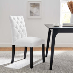 Duchess White Button Tufted Fabric Dining Chair - Ornate Home