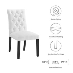 Duchess White Button Tufted Fabric Dining Chair - Ornate Home