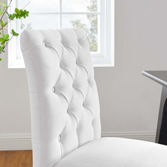Duchess White Button Tufted Fabric Dining Chair - Ornate Home