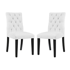 Duchess White Vinyl Dining Chair (Set of 2) - Ornate Home
