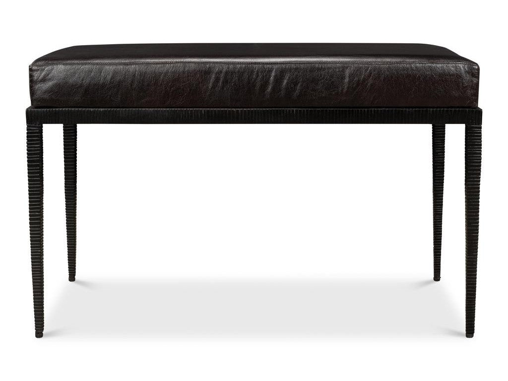 Duke Ridged Black Iron Bench - Ornate Home