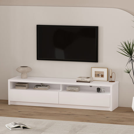 Duncan 70" TV Stand in White - Ornate Home