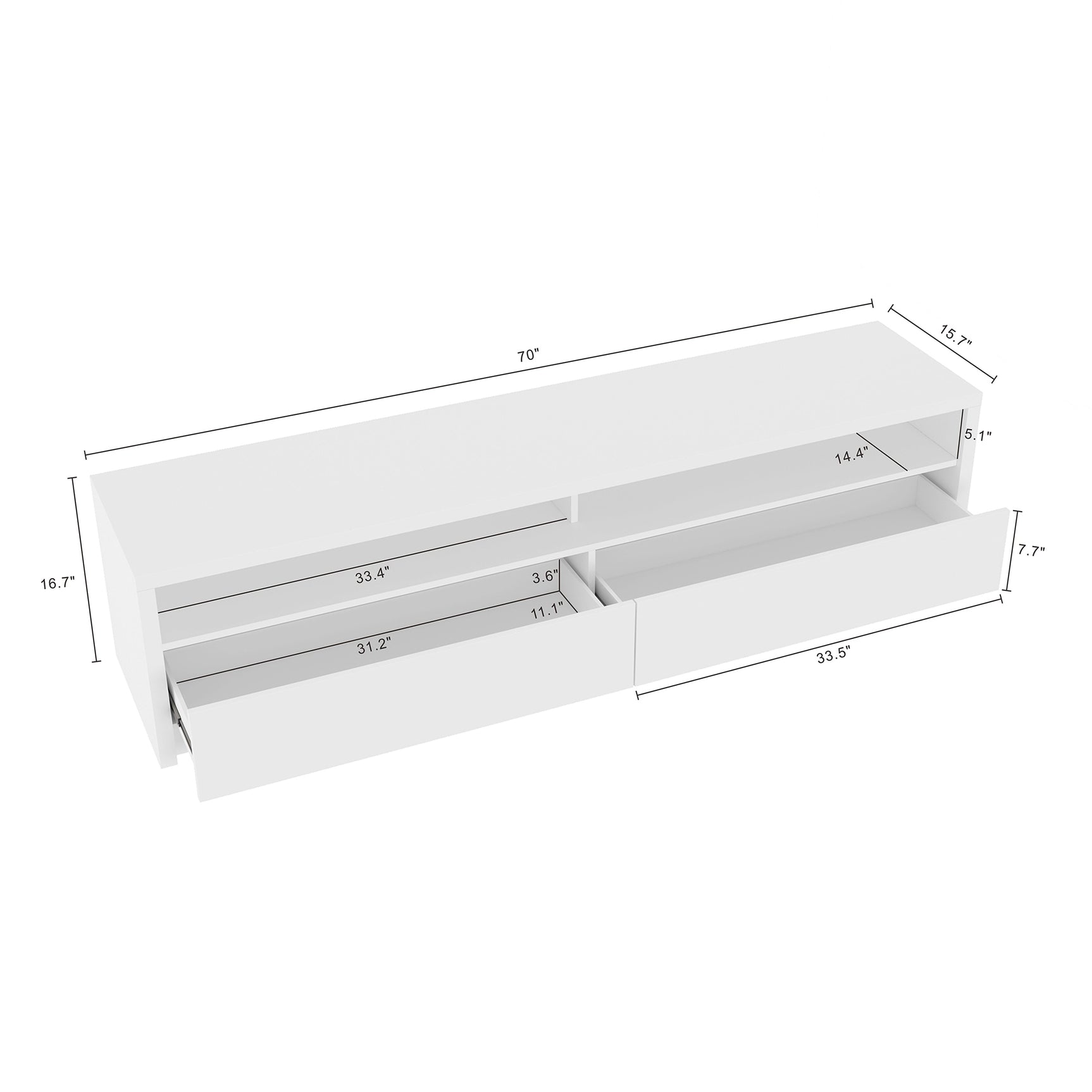 Duncan 70" TV Stand in White - Ornate Home