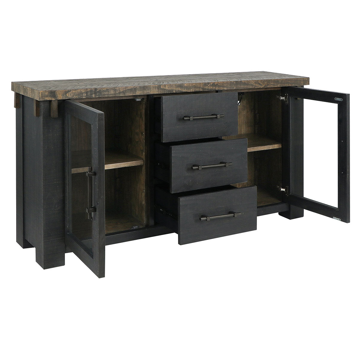 Duncan Suede Brown/Carbon Black Buffet - Ornate Home