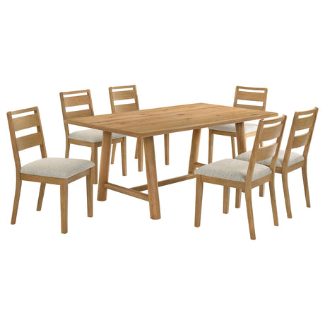 Duncan Washed Oak 7-piece Rectangular Wood Dining Table Set - Ornate Home