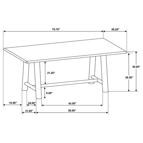 Duncan Washed Oak 71-inch Rectangular Wood Dining Room Table - Ornate Home