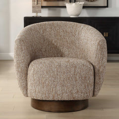 Dunes Brown Fabric Swivel Chair - Ornate Home