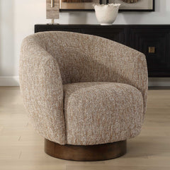 Dunes Brown Fabric Swivel Chair - Ornate Home