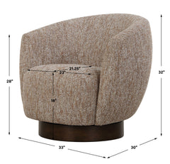 Dunes Brown Fabric Swivel Chair - Ornate Home
