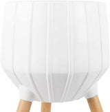Dunguan White Ribbed Wood Outdoor Planter - Clearance - Ornate Home