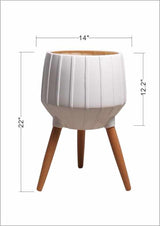 Dunguan White Ribbed Wood Outdoor Planter - Clearance - Ornate Home