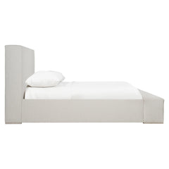 Dunhill White/Cream Fabric Queen Panel Bed - Ornate Home