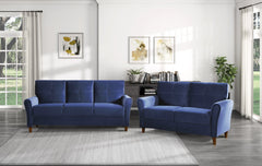 Dunleith Blue Velvet Loveseat - Ornate Home