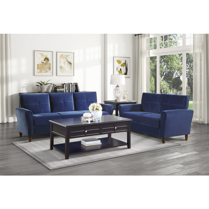 Dunleith Blue Velvet Loveseat - Ornate Home
