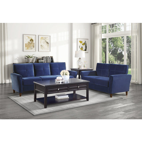 Dunleith Blue Velvet Loveseat - Ornate Home