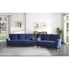 Dunleith Blue Velvet Loveseat - Ornate Home