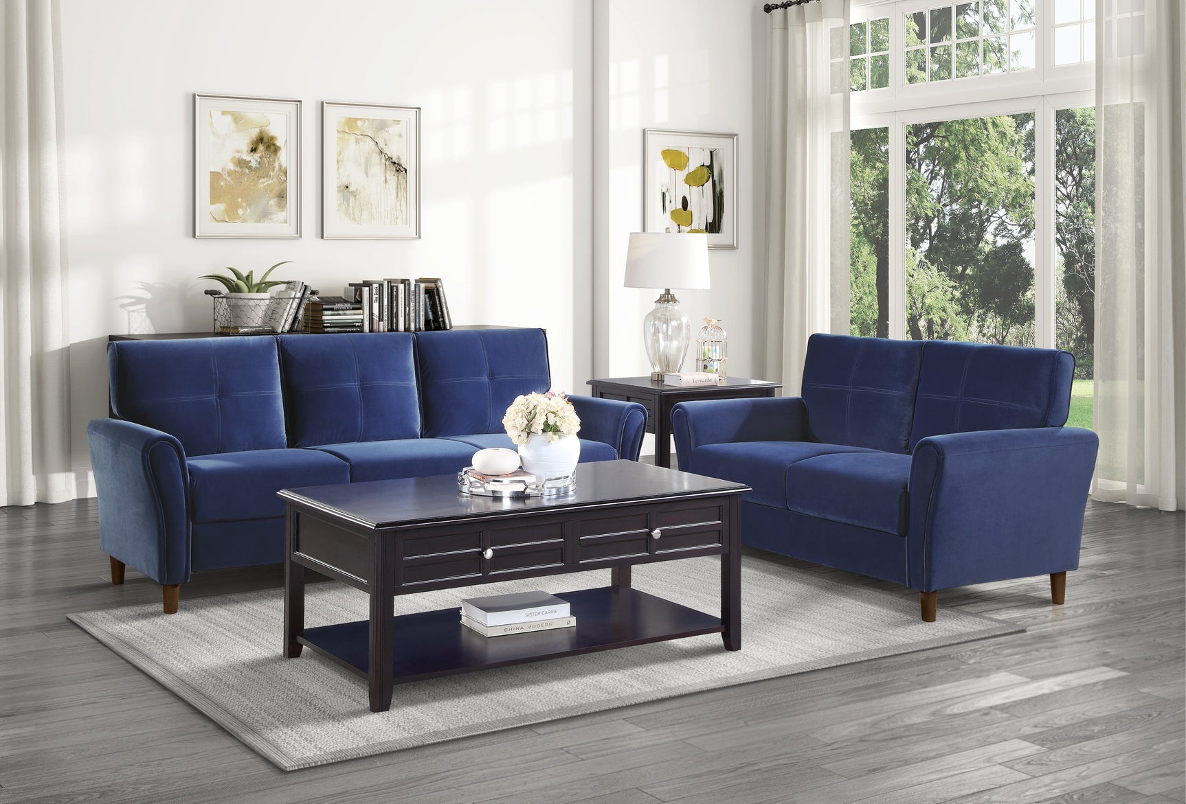 Dunleith Blue Velvet Sofa - Ornate Home