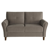 Dunleith Brown Velvet Loveseat - Ornate Home